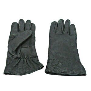 George Womens Medium Leather Gloves Black Fleece Lined Insulated Wrist Elastic
